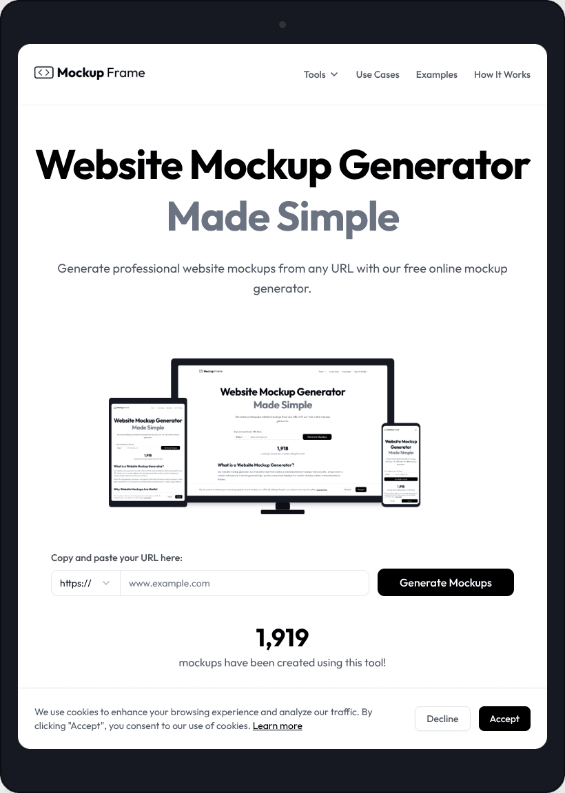 Tablet mockup preview