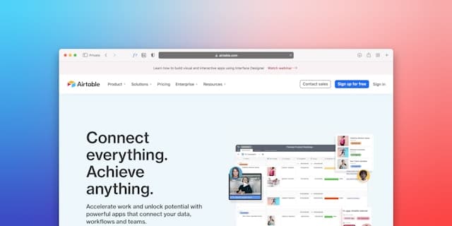 Browser window showing SaaS product website with mockups