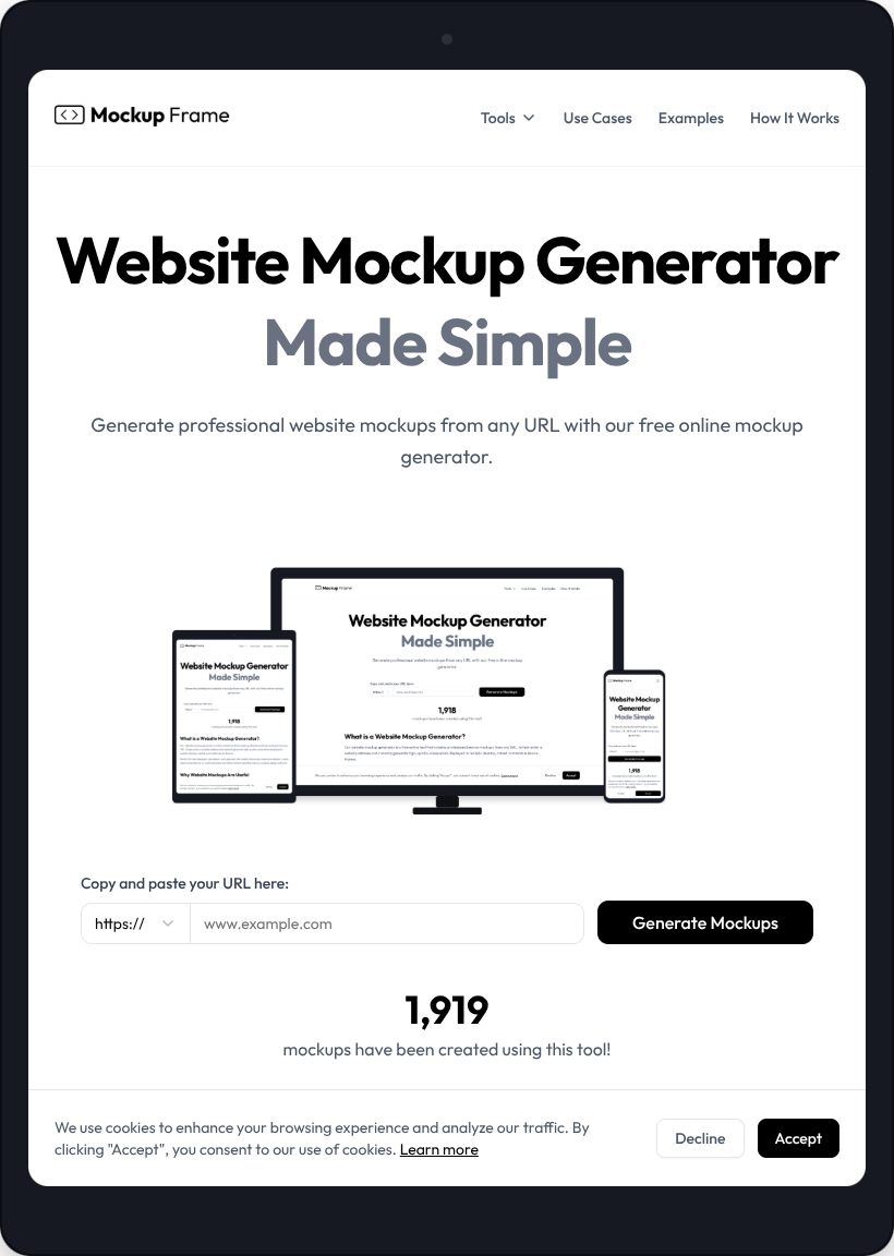 Tablet mockup preview